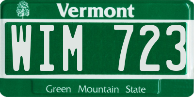 VT license plate WIM723