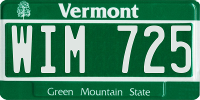 VT license plate WIM725