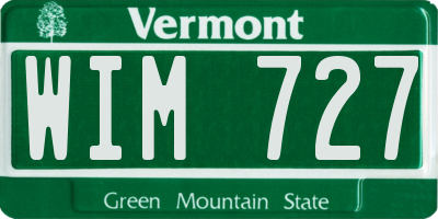 VT license plate WIM727