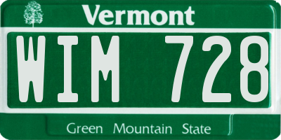 VT license plate WIM728