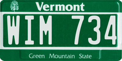 VT license plate WIM734