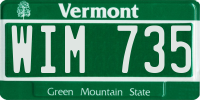 VT license plate WIM735