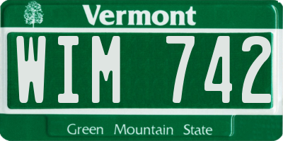 VT license plate WIM742
