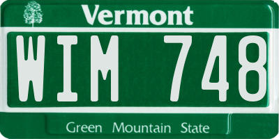 VT license plate WIM748