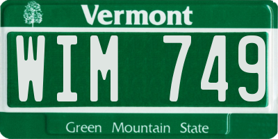 VT license plate WIM749