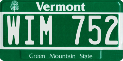 VT license plate WIM752