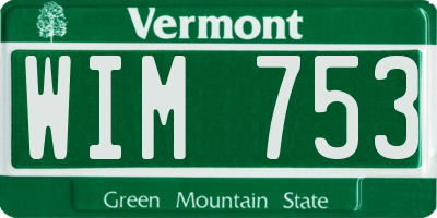 VT license plate WIM753