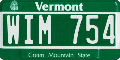 VT license plate WIM754