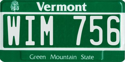 VT license plate WIM756