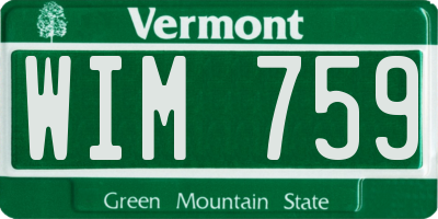 VT license plate WIM759