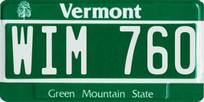 VT license plate WIM760