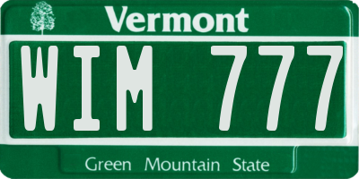 VT license plate WIM777