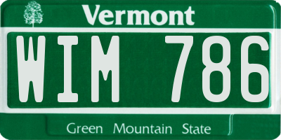 VT license plate WIM786
