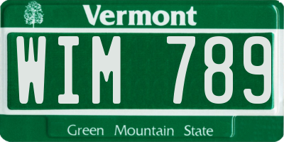 VT license plate WIM789