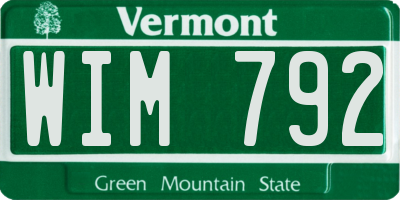 VT license plate WIM792