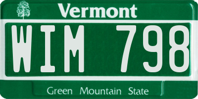 VT license plate WIM798