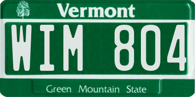 VT license plate WIM804
