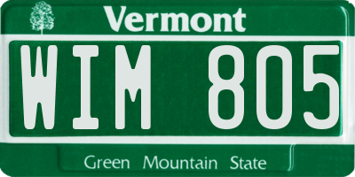 VT license plate WIM805