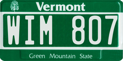VT license plate WIM807