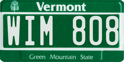VT license plate WIM808