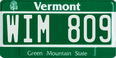 VT license plate WIM809