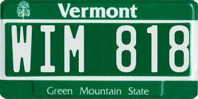 VT license plate WIM818