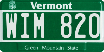 VT license plate WIM820