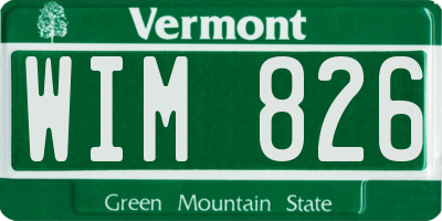 VT license plate WIM826