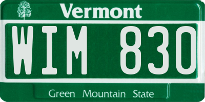 VT license plate WIM830
