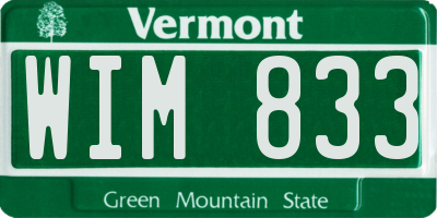 VT license plate WIM833