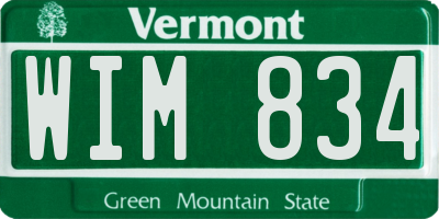 VT license plate WIM834
