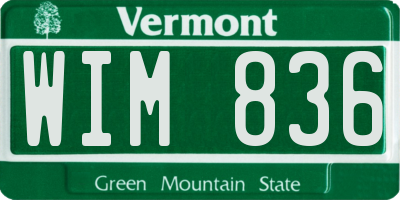 VT license plate WIM836