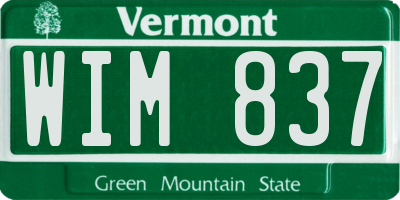 VT license plate WIM837