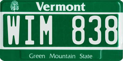 VT license plate WIM838