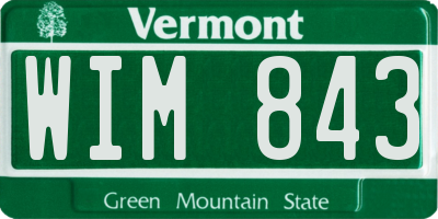 VT license plate WIM843