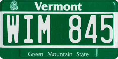 VT license plate WIM845
