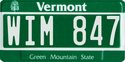 VT license plate WIM847
