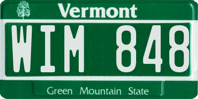 VT license plate WIM848