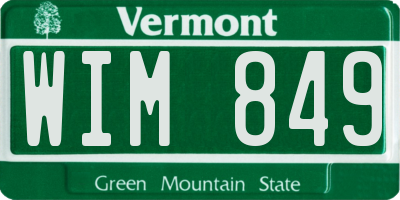 VT license plate WIM849