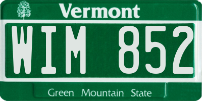 VT license plate WIM852
