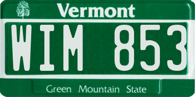 VT license plate WIM853