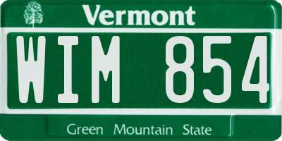 VT license plate WIM854