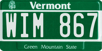 VT license plate WIM867