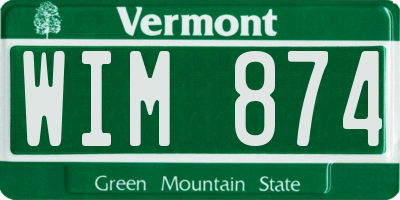 VT license plate WIM874