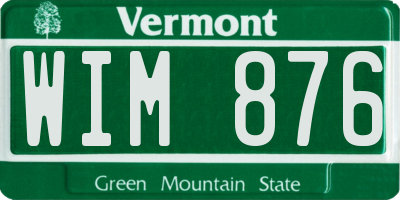 VT license plate WIM876