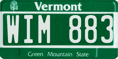 VT license plate WIM883