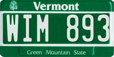 VT license plate WIM893