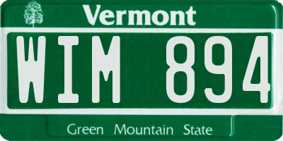 VT license plate WIM894