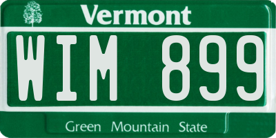VT license plate WIM899