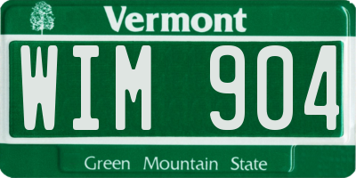 VT license plate WIM904